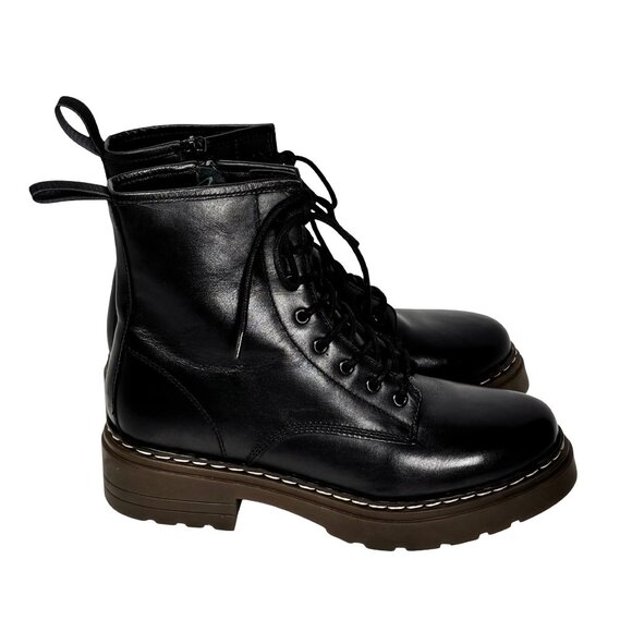 ROOLEE Elvis Platform Boots SZ 8 Black Leather Combat Boots Grunge Lace Up - Picture 3 of 12